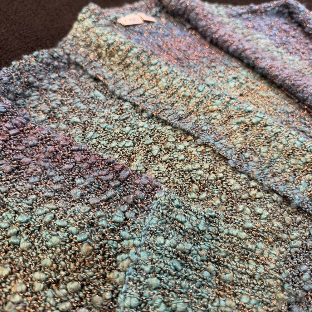 Womens Colorful Short Sleeve Bouclé Cardigan Sweater S Mermaid Festival Y2K - Picture 4 of 11